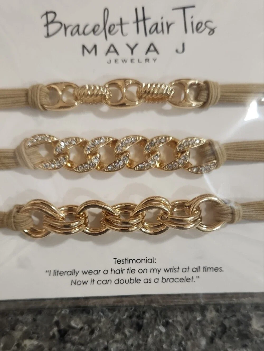 Maya Bracelet Hair Ties Set - Gold and Black Styles